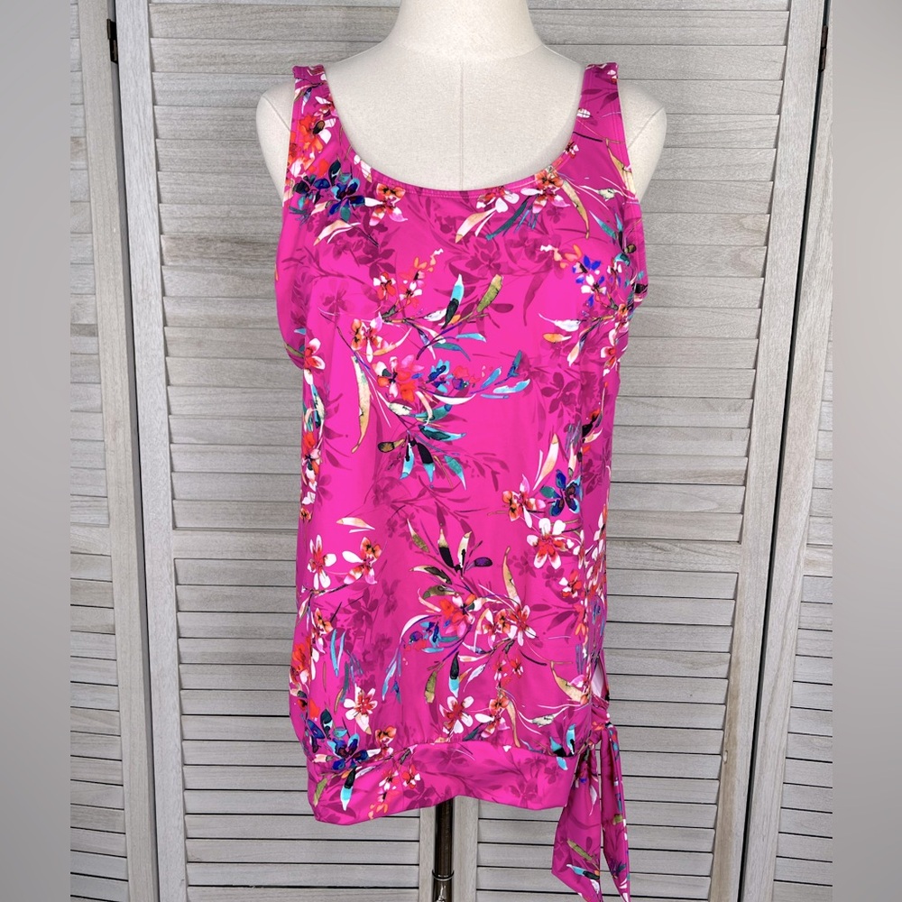 SWIMSUITS FOR  Side Tie Blouson Tankini
Top Pink Floral-16